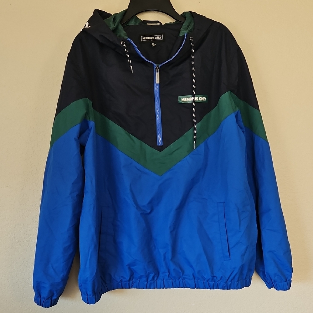 Members Only Blue and‎ Green Men's Jacket XL